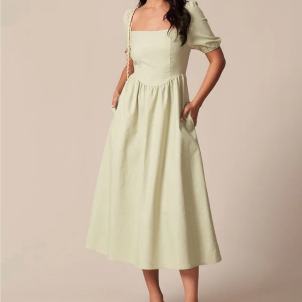 RIHOAS Light Cream Midi Dress